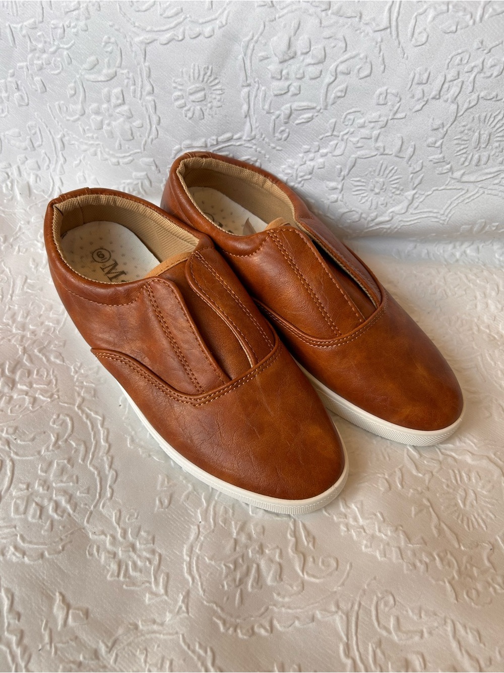 Casual Slip-On Women's Shoes in Cognac Brown